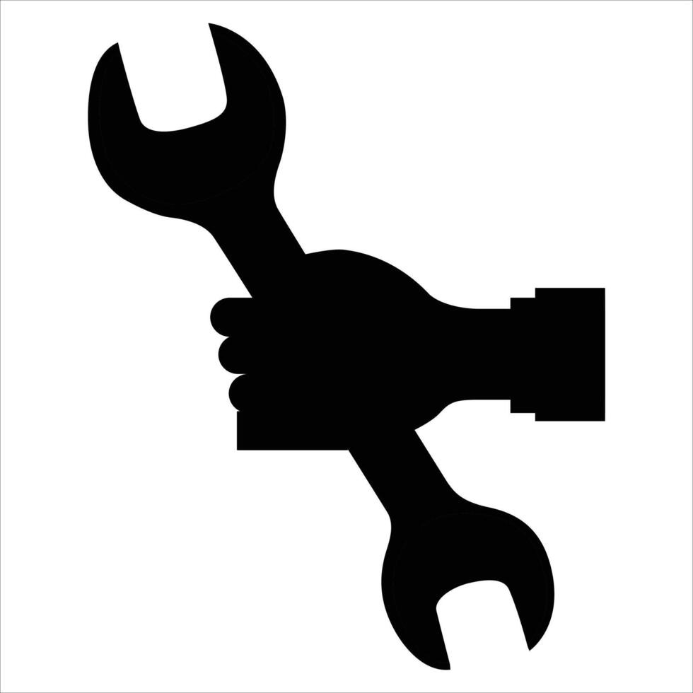 Hand Holding a Wrench - Maintenance and Repair Symbol Icon vector