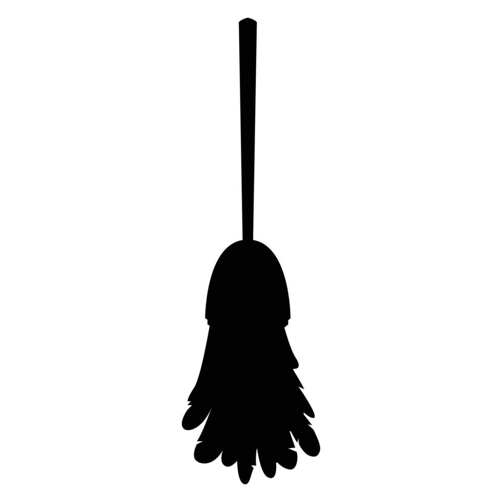 Broom with Wooden Handle on Clean Floor vector