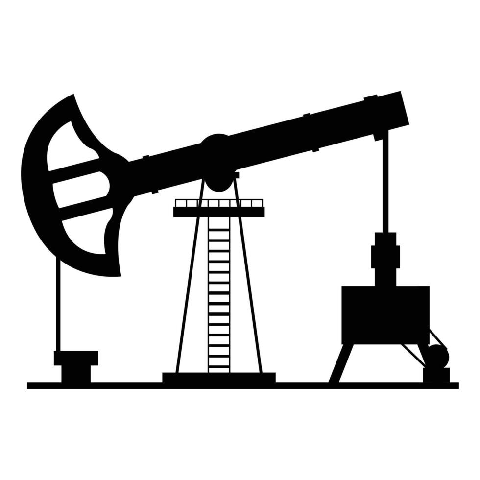 Oil Pump Jack in Field Against Sunset Sky vector