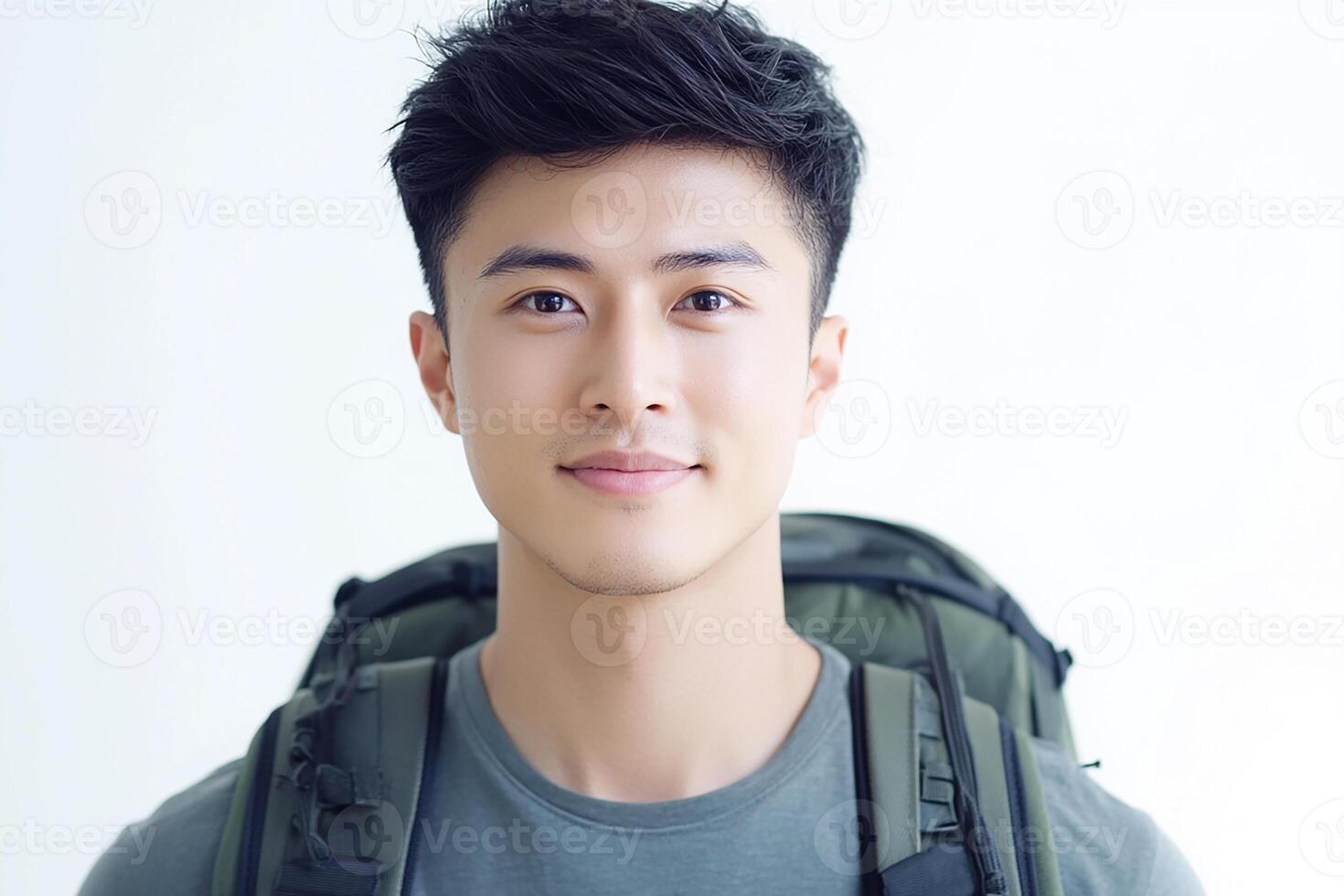 A young man with a backpack and a smile photo