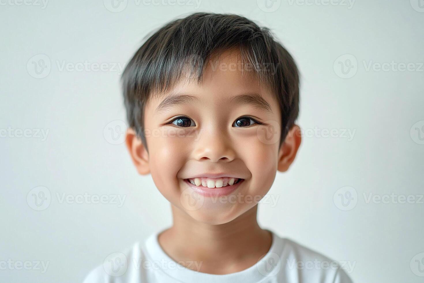 A young boy is smiling and looking at the camera photo