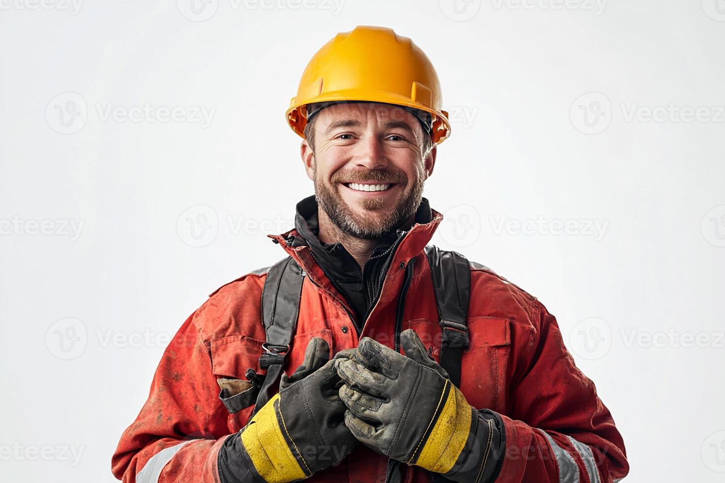A man in a hard hat and safety gear smiling photo