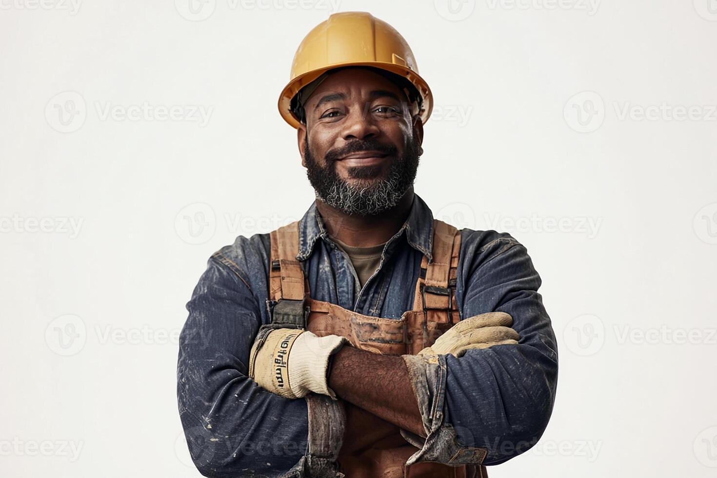 A man with a beard and a hard hat photo