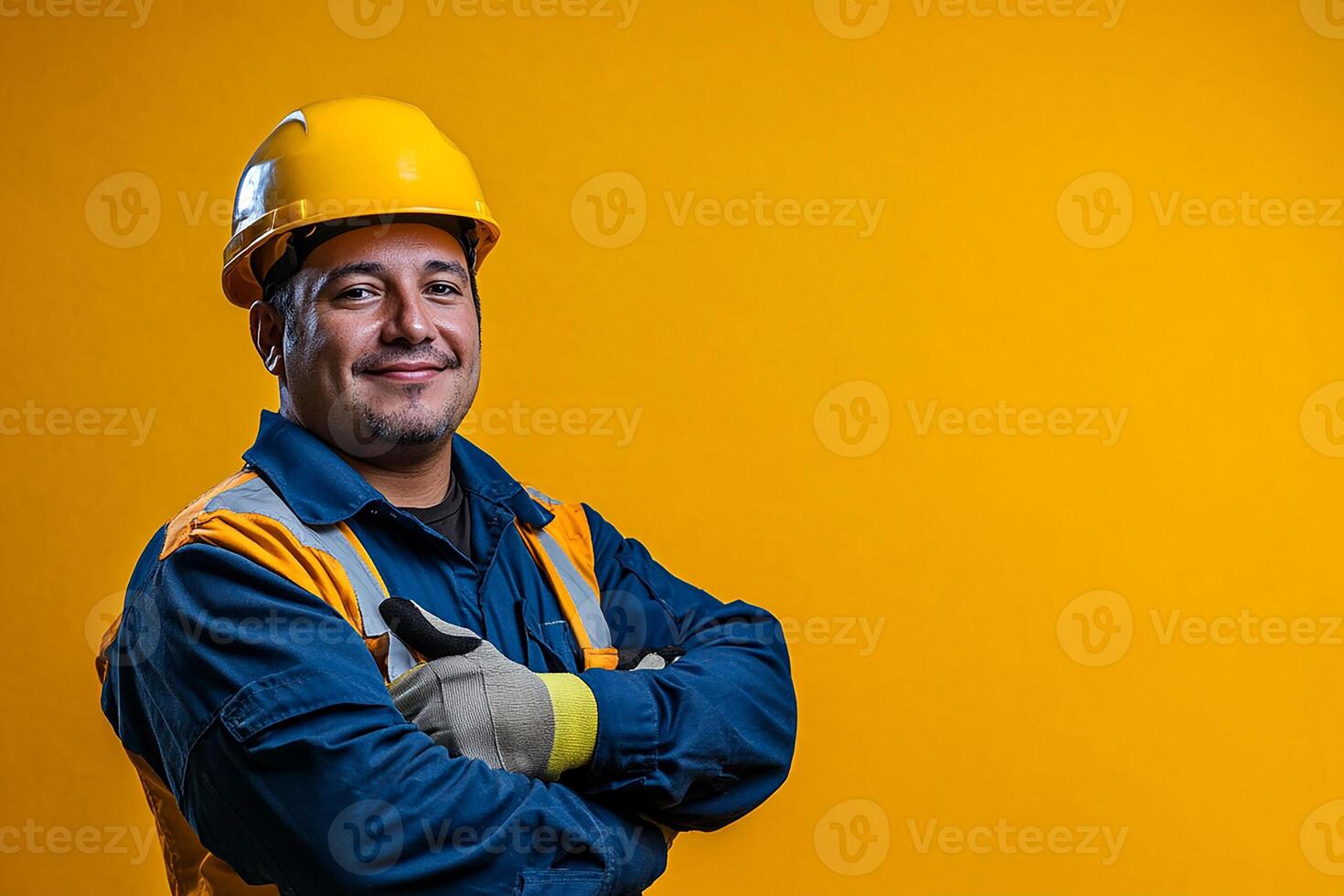 A man in a hard hat and safety vest photo