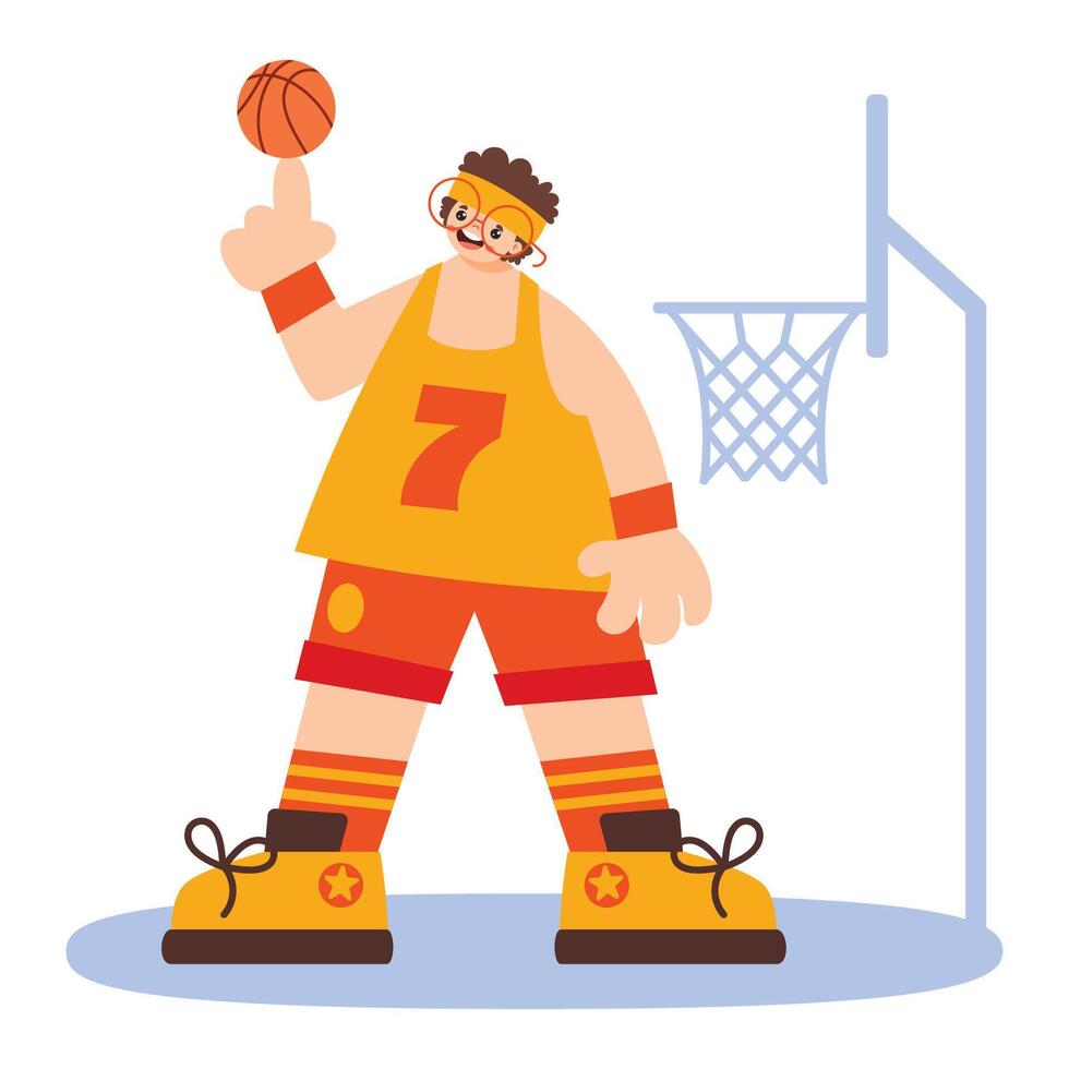Flat Drawing Of A Basketball Player vector