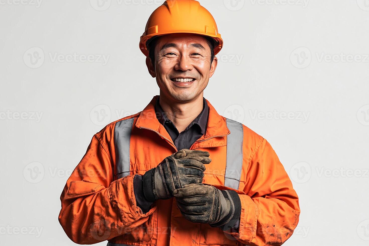 A man in an orange work uniform smiling photo