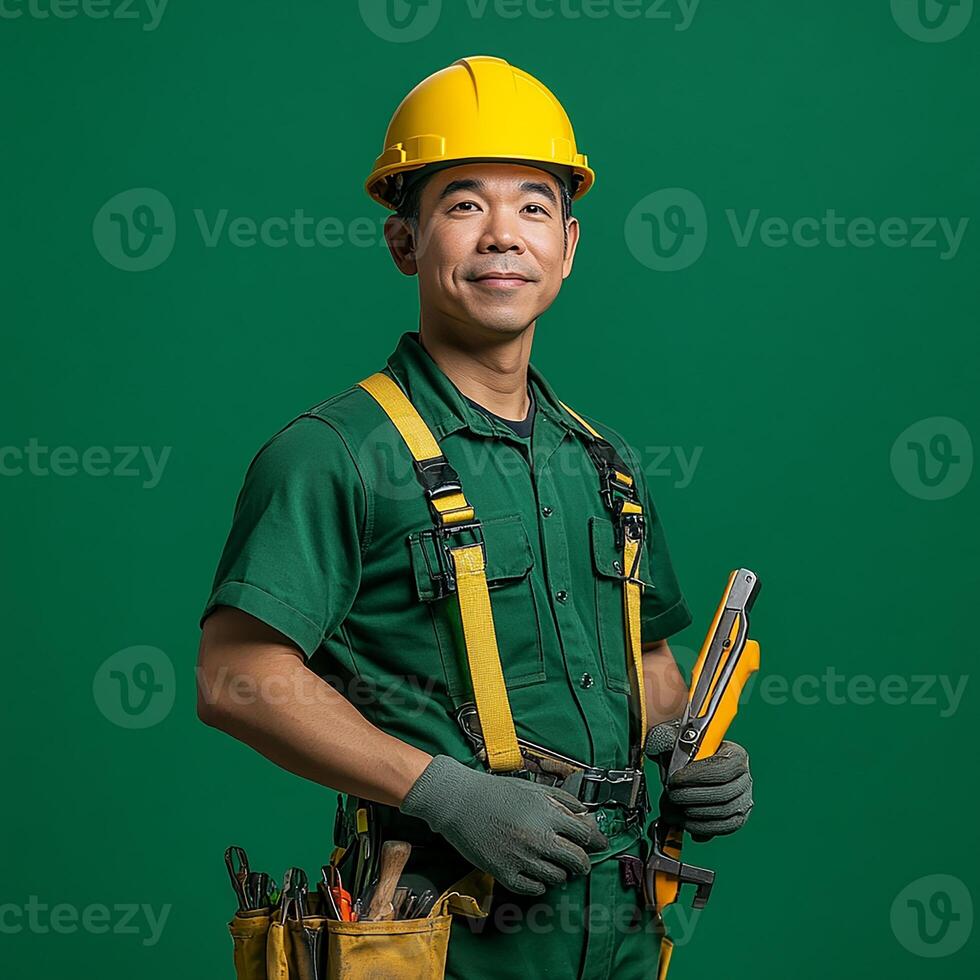 A man in a green shirt photo
