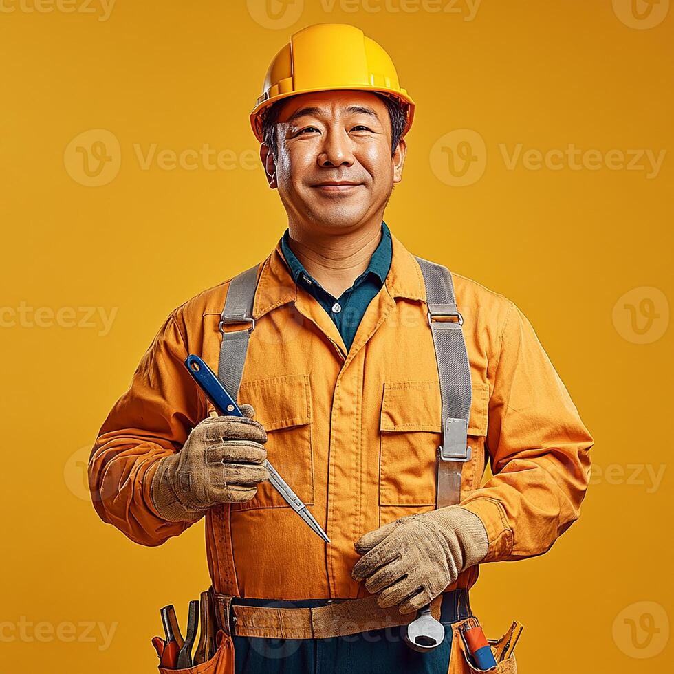 A man in an orange shirt photo