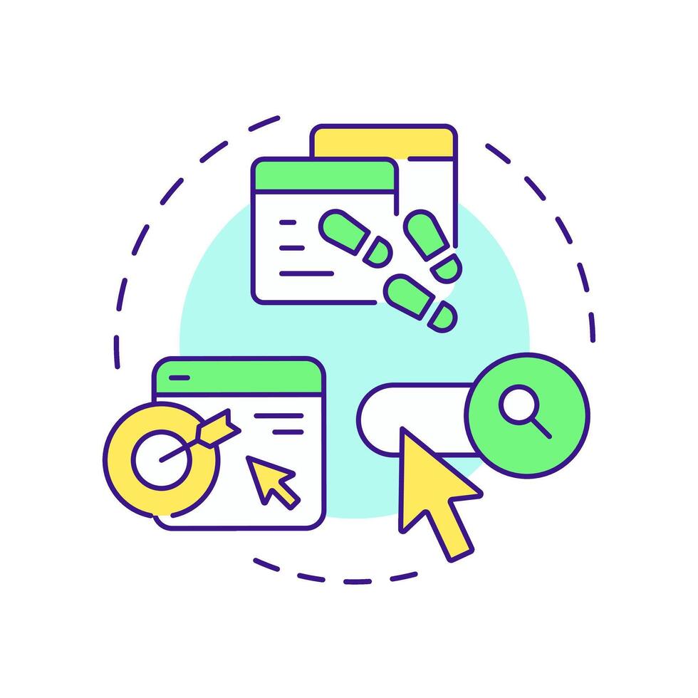 Analyze website visitors multi color concept icon. Behavior and demographics of online customers. Round shape line illustration. Abstract idea. Graphic design. Easy to use in presentation vector