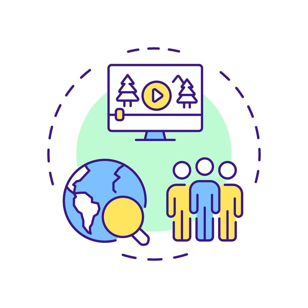 TV and audience multi color concept icon. Collecting data about viewers. Customers measurement method. Round shape line illustration. Abstract idea. Graphic design. Easy to use in presentation vector