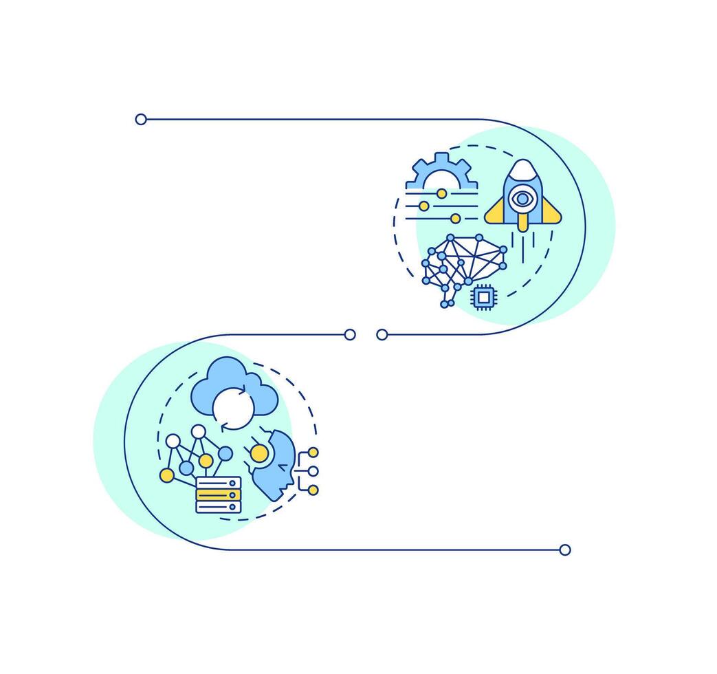 Approaches in statistical analysis infographic vertical sequence. RAG methods integration. Visualization infochart with 2 steps. Circles workflow vector