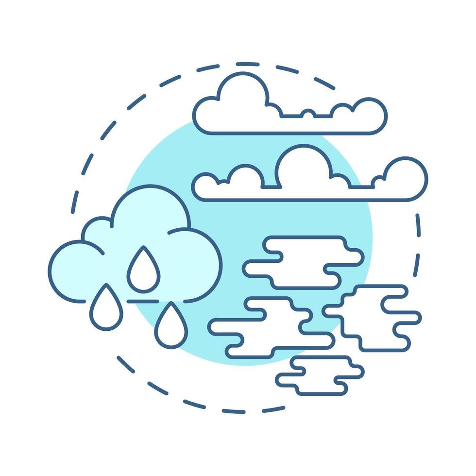 Cloud physics soft blue concept icon. Study formations of water drops and ice. Atmospheric science. Round shape line illustration. Abstract idea. Graphic design. Easy to use in presentation vector