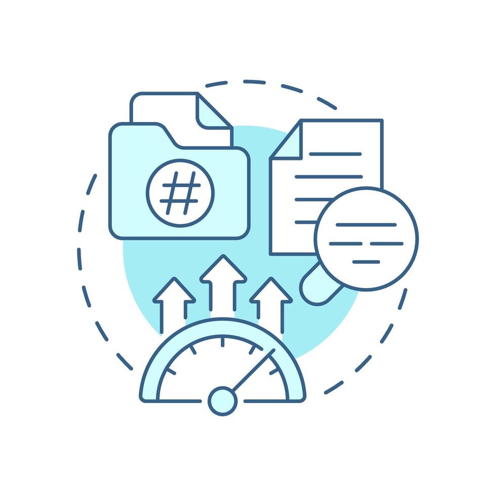 Indexing soft blue concept icon. Create external data. Mapping information location. RAG process. Round shape line illustration. Abstract idea. Graphic design. Easy to use in presentation vector