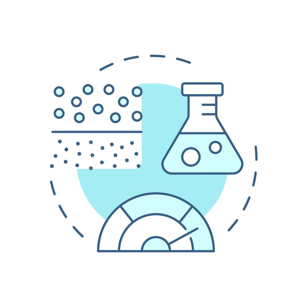 Specific gravity test soft blue concept icon. Measurement of soil particles density. Geotech assessment. Round shape line illustration. Abstract idea. Graphic design. Easy to use in article vector