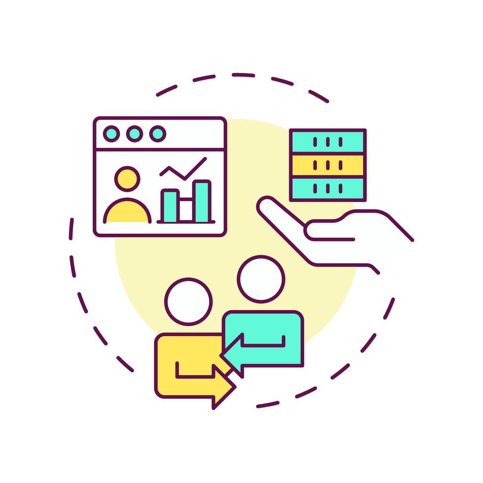 Second party data multi color concept icon. Customers information form other companies. Audience analysis. Round shape line illustration. Abstract idea. Graphic design. Easy to use in presentation vector