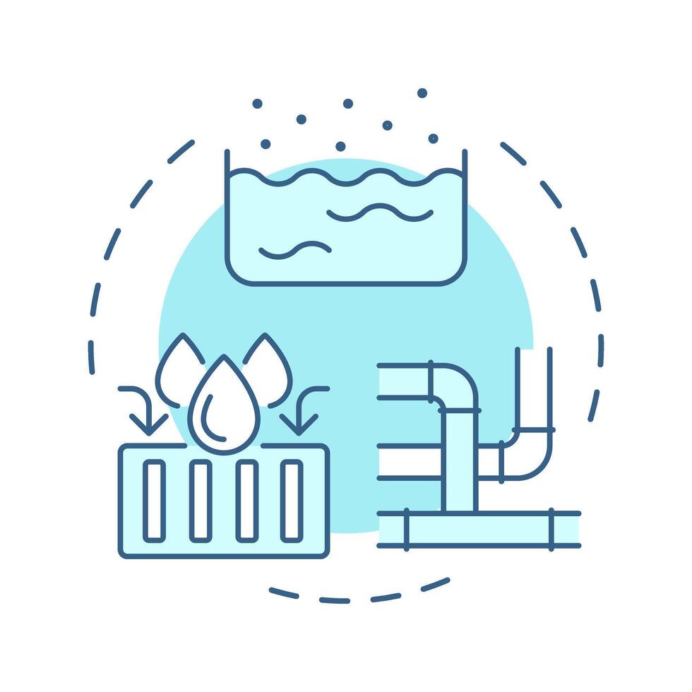 Drainage conditions soft blue concept icon. Risks of flooding and water accumulation. Geotech survey. Round shape line illustration. Abstract idea. Graphic design. Easy to use in presentation vector