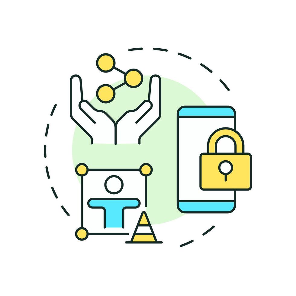 Walled gardens multi color concept icon. Platforms with restricted content service. Digital experience. Round shape line illustration. Abstract idea. Graphic design. Easy to use in infographic vector
