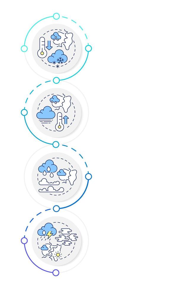 Weather fronts infographic design template. Air masses boundaries. Meteorology science. Data visualization 4 options. Process vertical flow chart vector