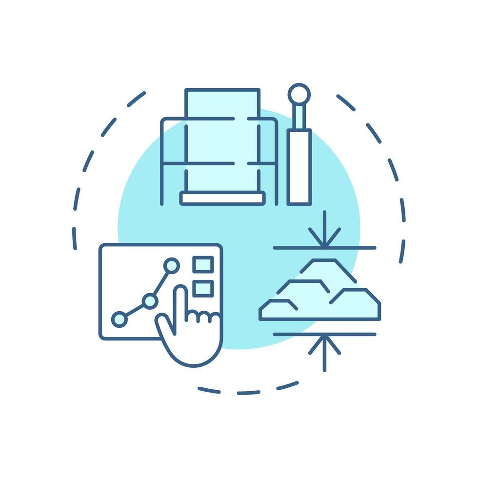 Proctor compaction test soft blue concept icon. Optimum moisture content for soil maximum dry density. Round shape line illustration. Abstract idea. Graphic design. Easy to use in presentation vector