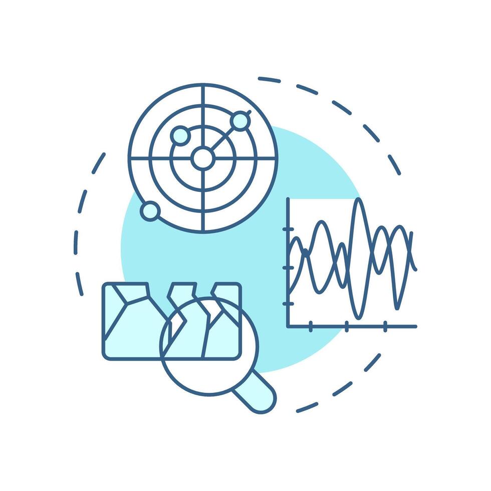 Geophysical investigations soft blue concept icon. Explore subsurface conditions without digging. Geotech. Round shape line illustration. Abstract idea. Graphic design. Easy to use in presentation vector