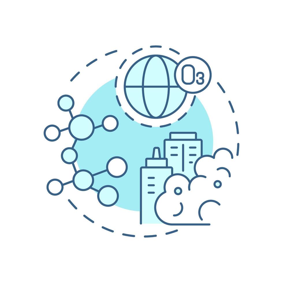 Atmospheric chemistry soft blue concept icon. Studying climate changes impact on air quality. Weather forecast. Round shape line illustration. Abstract idea. Graphic design. Easy to use in article vector