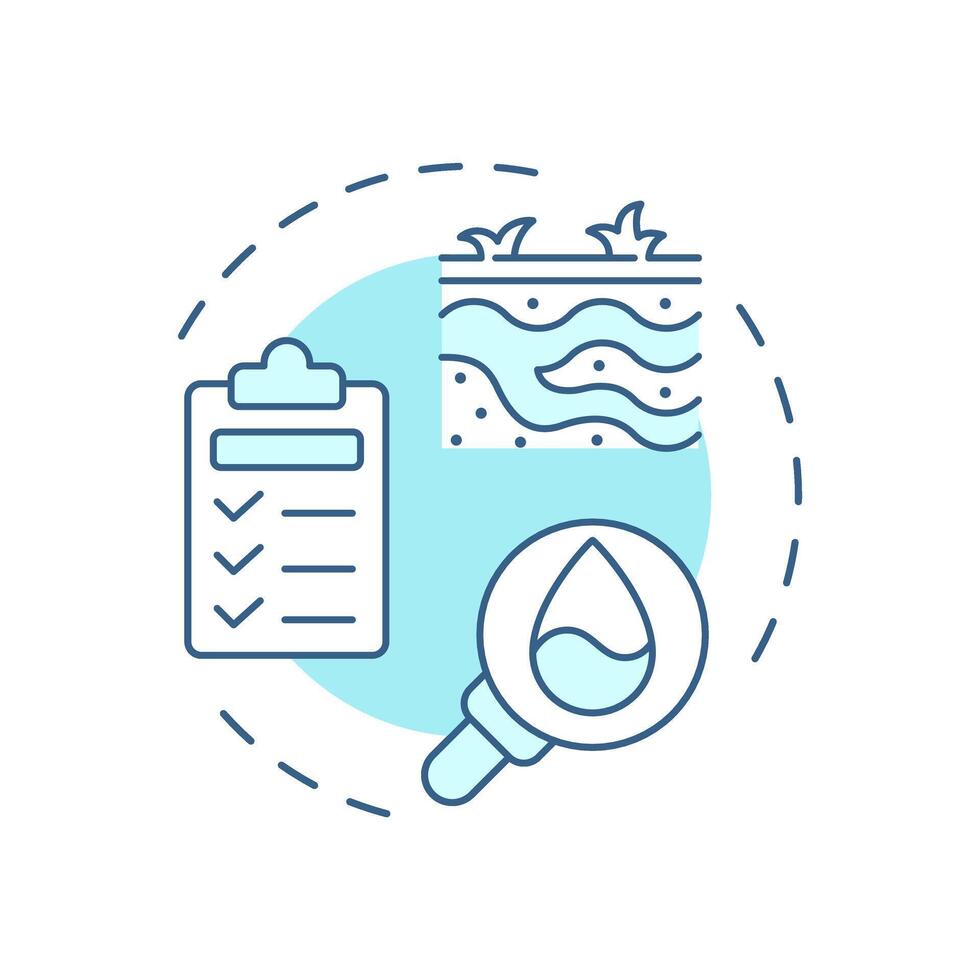 Groundwater investigations soft blue concept icon. Studying water level impact on construction industry. Round shape line illustration. Abstract idea. Graphic design. Easy to use in article vector