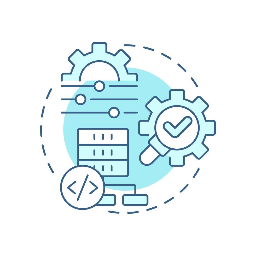 More developer control soft blue concept icon. Choosing data sources and parameters. Benefit of RAG services. Round shape line illustration. Abstract idea. Graphic design. Easy to use in article vector