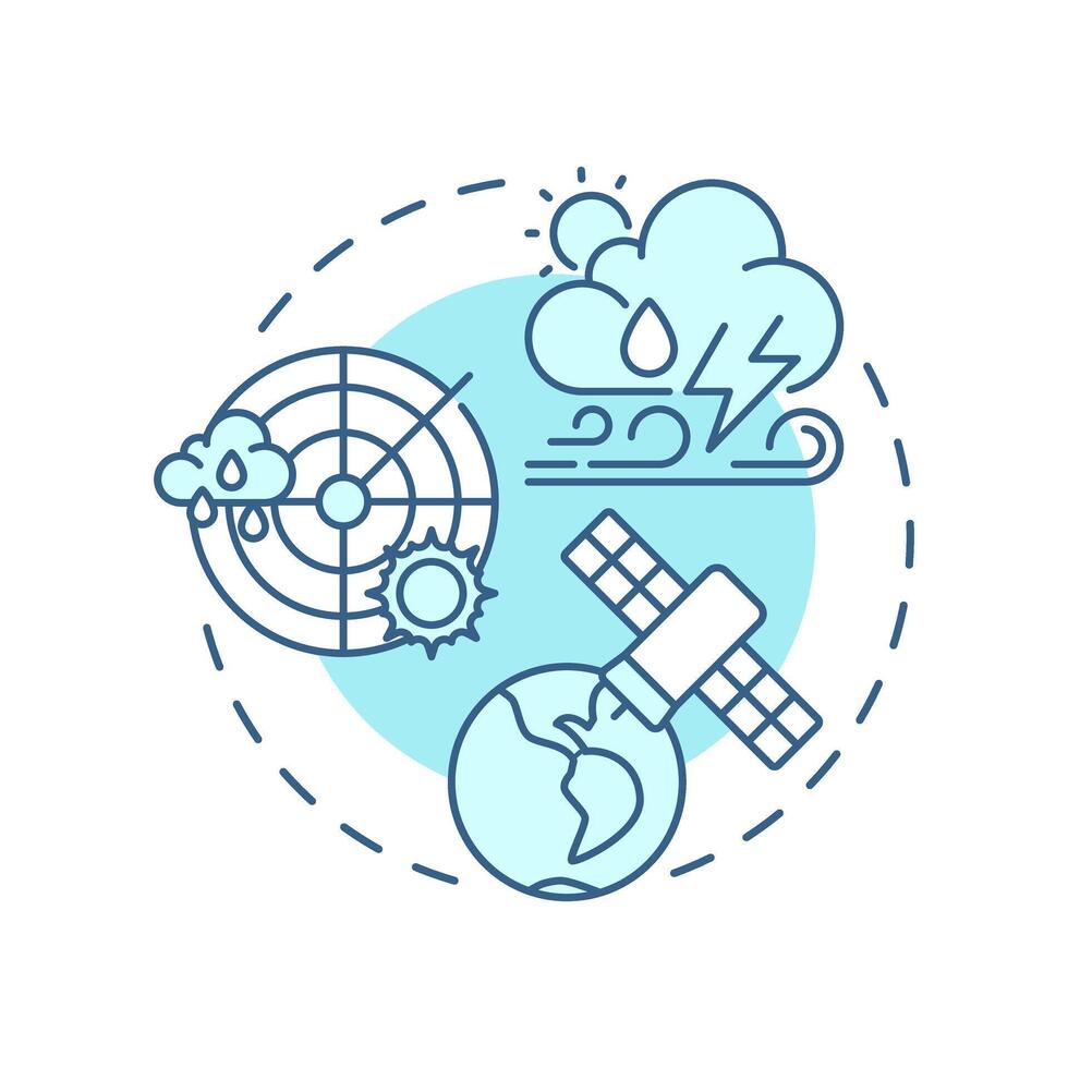 Weather forecasting soft blue concept icon. Analysis of atmospheric data and models. Application of meteorology. Round shape line illustration. Abstract idea. Graphic design. Easy to use in article vector