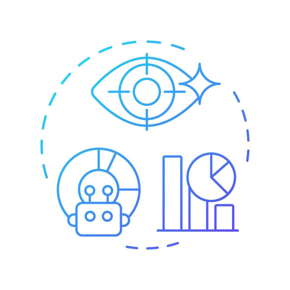 High fidelity at high volume blue gradient concept icon. RPA criteria. Tasks management with automated bots. Round shape line illustration. Abstract idea. Graphic design. Easy to use in presentation vector