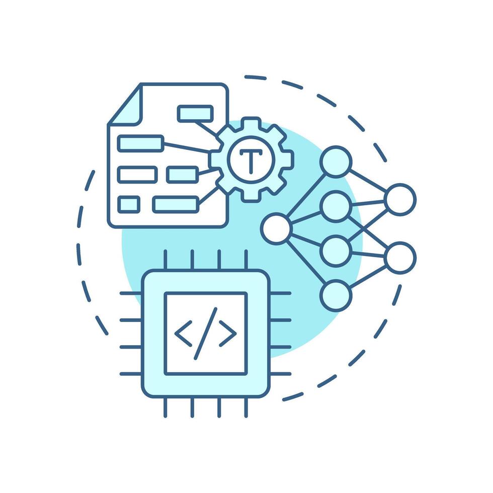 Word embedding soft blue concept icon. Capturing semantic relationships in text. development. Round shape line illustration. Abstract idea. Graphic design. Easy to use in article vector