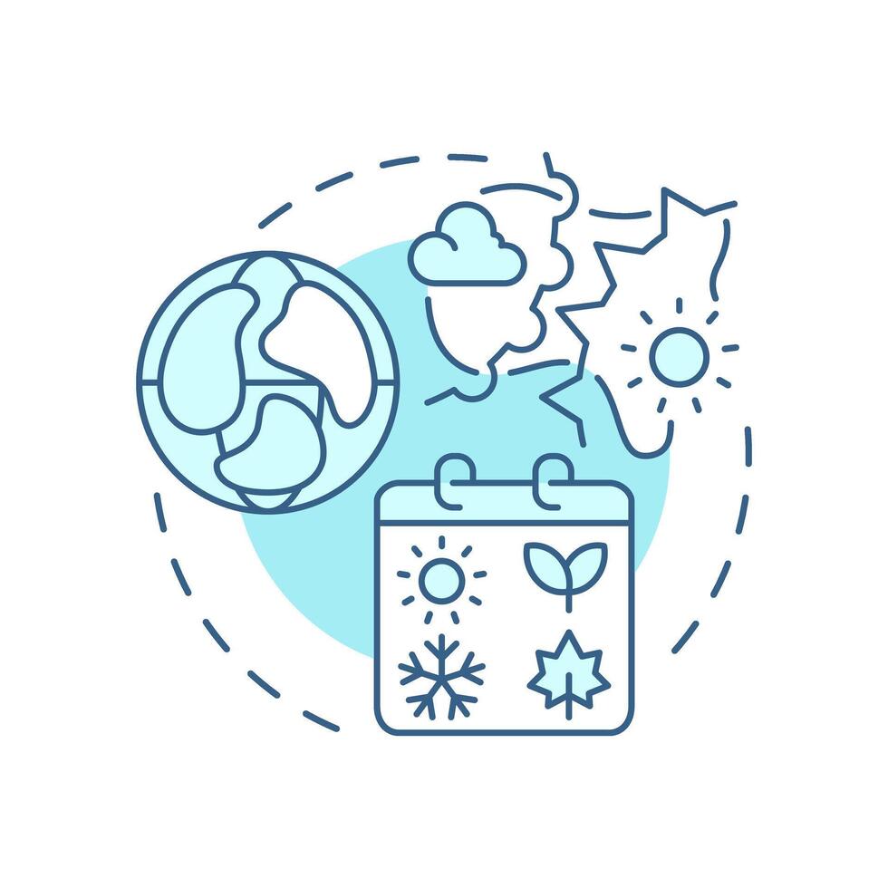 Weather patterns and air masses soft blue concept icon. Region climate experience. Atmospheric phenomena. Round shape line illustration. Abstract idea. Graphic design. Easy to use in presentation vector
