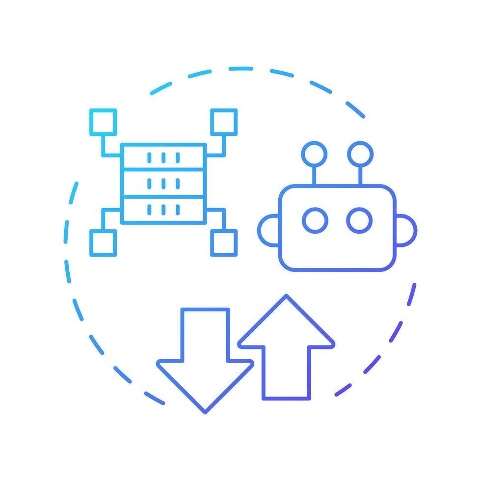 Defined data input and output blue gradient concept icon. Robotic processes automation. Digital optimization. Round shape line illustration. Abstract idea. Graphic design. Easy to use in article vector
