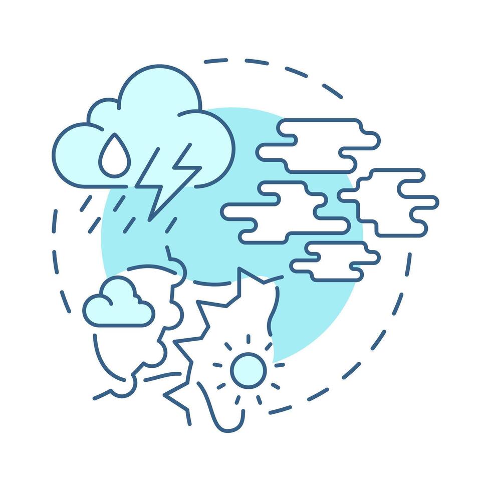 Occluded front soft blue concept icon. Cold air catching up to warm formation. Atmospheric phenomena. Round shape line illustration. Abstract idea. Graphic design. Easy to use in presentation vector