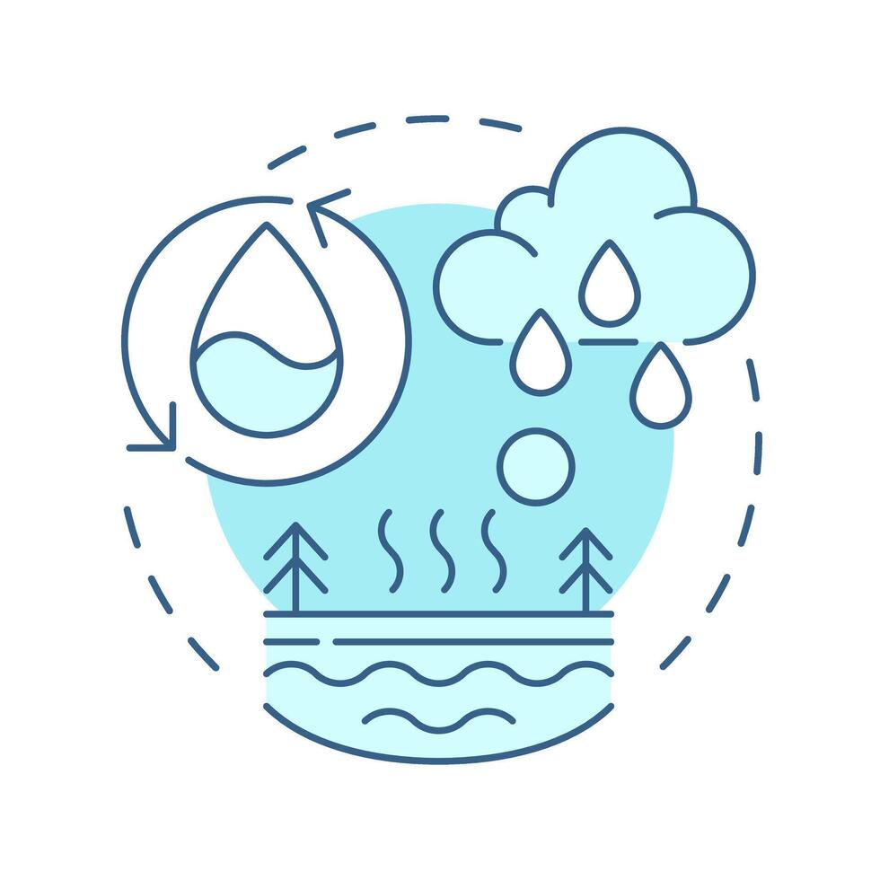 Water cycle soft blue concept icon. Earth surface liquid movement research. Atmospheric phenomena. Round shape line illustration. Abstract idea. Graphic design. Easy to use in presentation vector