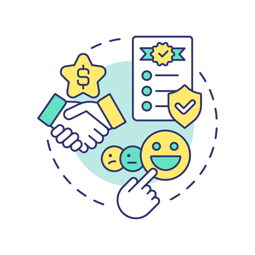 Reputation and expertise multi color concept icon. Proven expertise. Choosing contract manufacturer. Round shape line illustration. Abstract idea. Graphic design. Easy to use in article vector