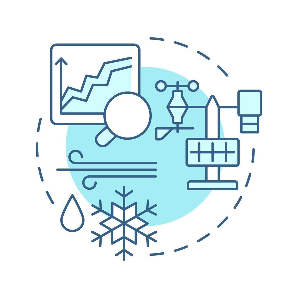 Agrometeorology soft blue concept icon. Impact of weather and climate on agribusiness. Forecasting purpose. Round shape line illustration. Abstract idea. Graphic design. Easy to use in article vector