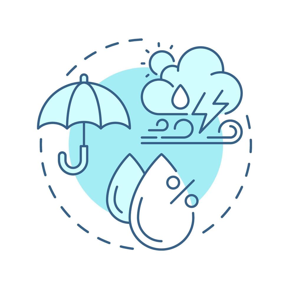 Weather soft blue concept icon. Atmosphere condition studying for accurate forecast. Meteorology science. Round shape line illustration. Abstract idea. Graphic design. Easy to use in presentation vector