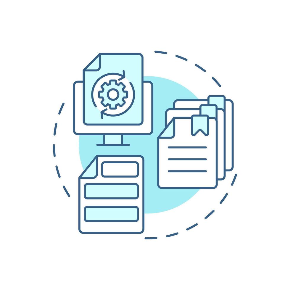 Document based chunking soft blue concept icon. Keeping context. Level of segmentation strategy in RAG. Round shape line illustration. Abstract idea. Graphic design. Easy to use in presentation vector