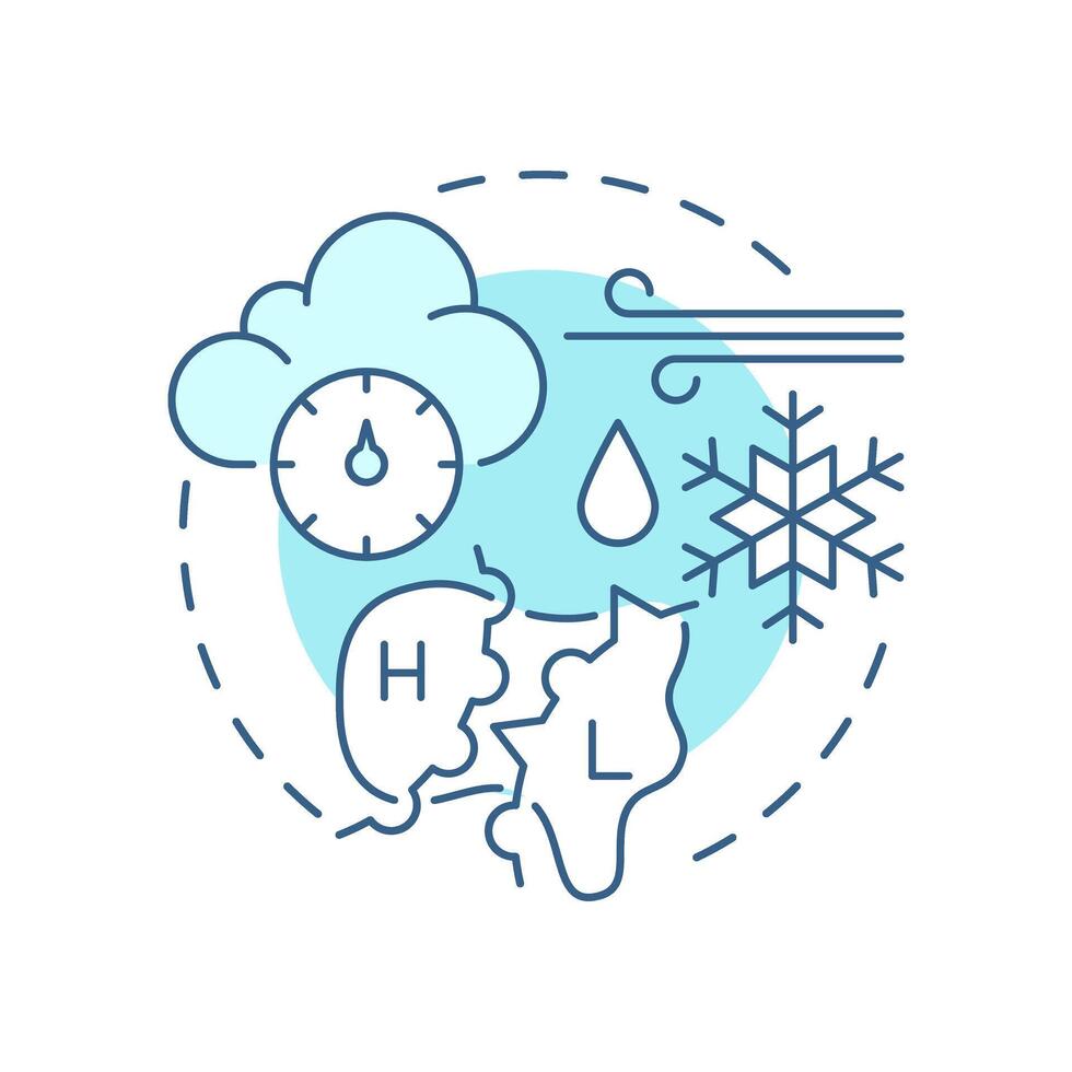 Atmospheric pressure soft blue concept icon. Predicting weather changes by air weight. Natural phenomena. Round shape line illustration. Abstract idea. Graphic design. Easy to use in presentation vector