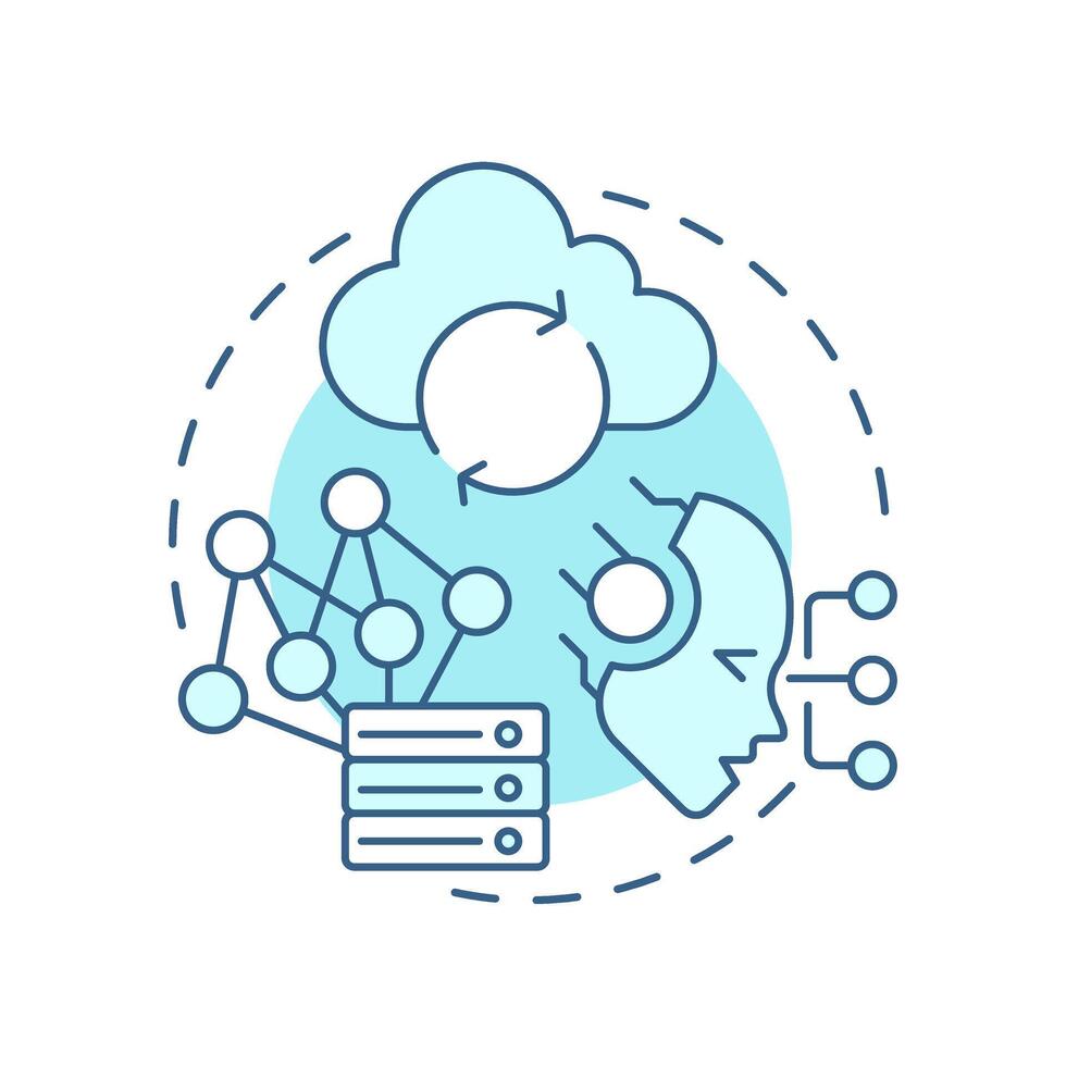 Non parametric memory soft blue concept icon. Prominent approach in statistical analysis. RAG development. Round shape line illustration. Abstract idea. Graphic design. Easy to use in article vector