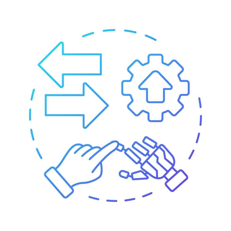 híbrido rpa azul degradado concepto icono. asistió desesperado bots implementación. robótico proceso automatización. redondo forma línea ilustración. resumen idea. gráfico diseño. fácil a utilizar en presentación vector