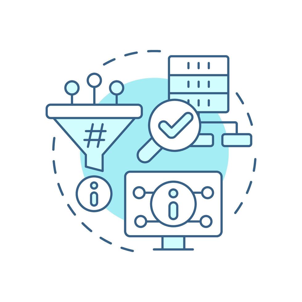 Retrieval soft blue concept icon. Accessing stored data algorithm. AI information control. RAG process. Round shape line illustration. Abstract idea. Graphic design. Easy to use in article vector