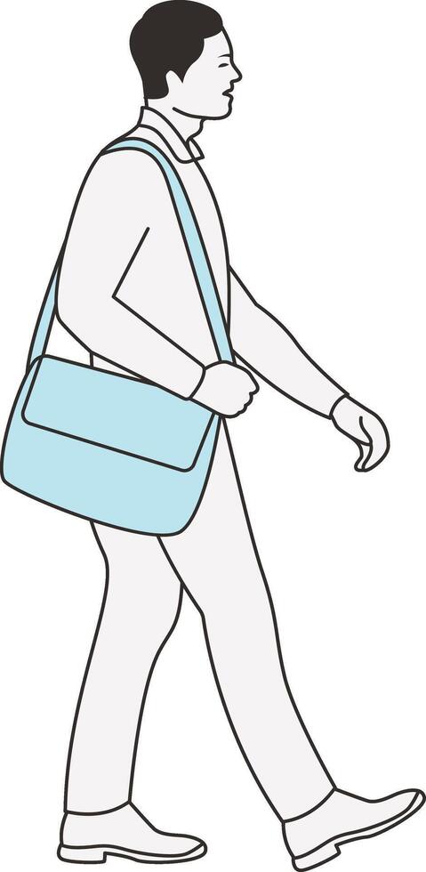 Male Character Walking with Shoulder Bag vector