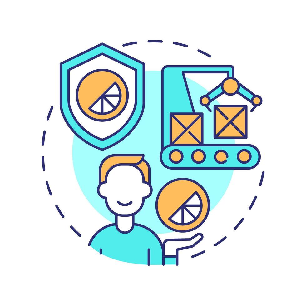 Private label multi color concept icon. Business ownership. Product customization and manufacturing. Round shape line illustration. Abstract idea. Graphic design. Easy to use in article vector