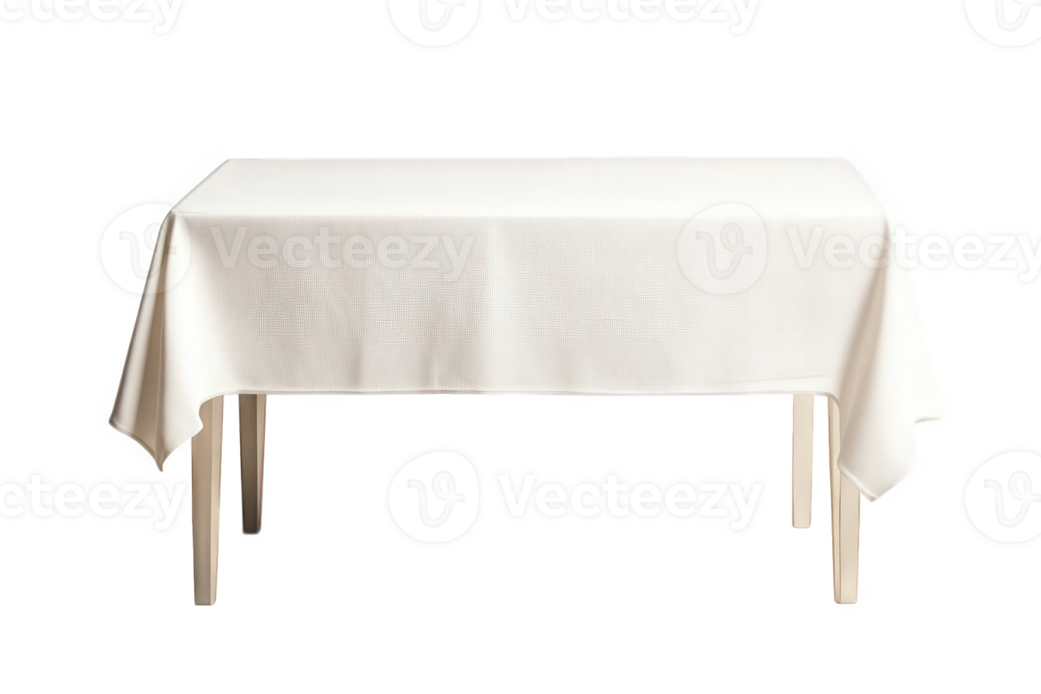 White Tablecloth Draped On A Simple Wooden Table png