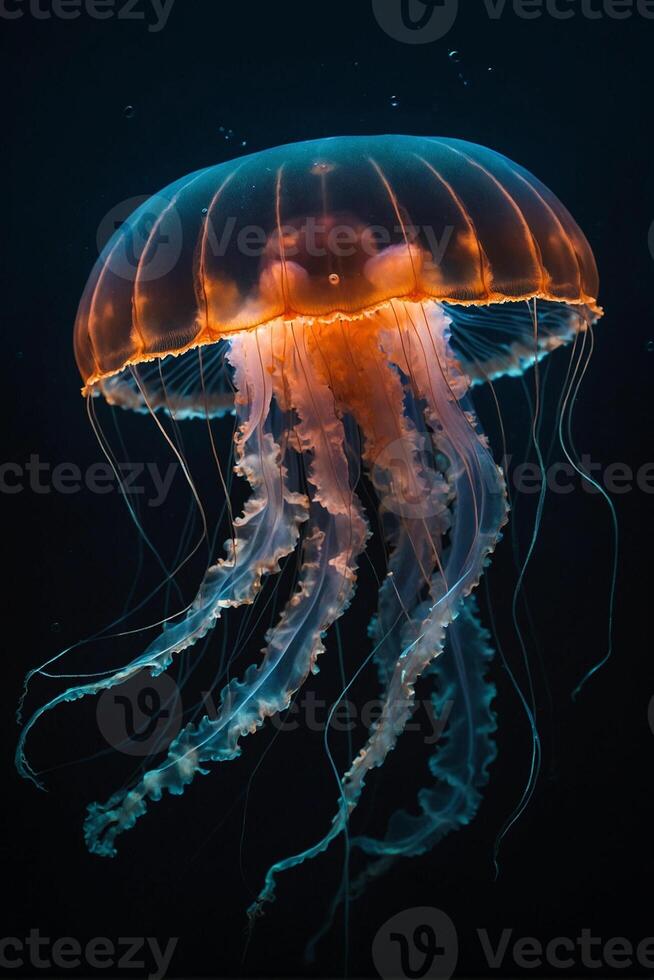 A jellyfish floating in the ocean photo