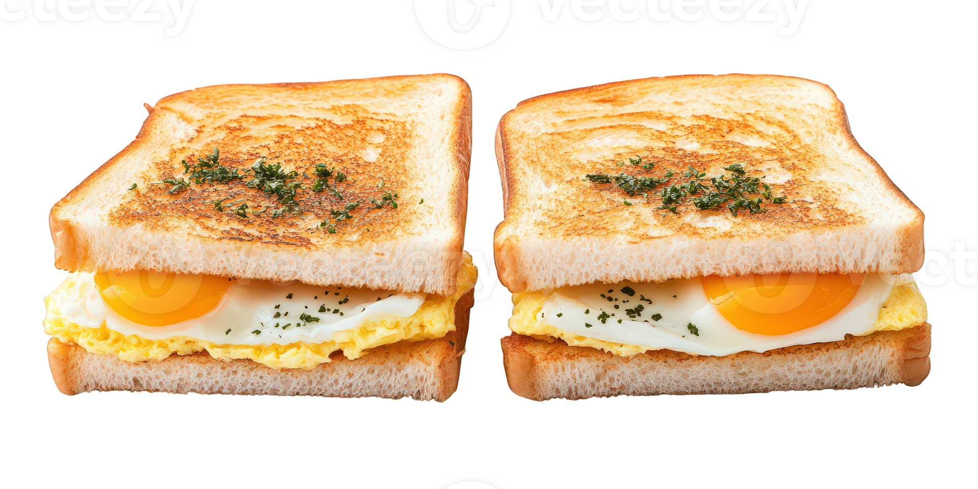 Two Delicious Fried Egg Toast Sandwiches png