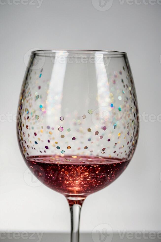 A wine glass with a colorful pattern on it photo