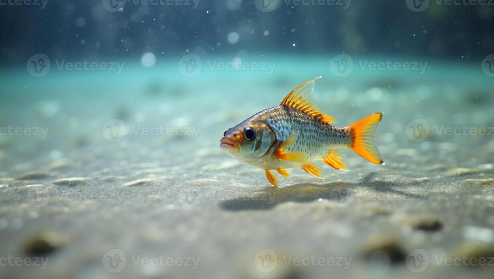 A small fish swimming in the water photo