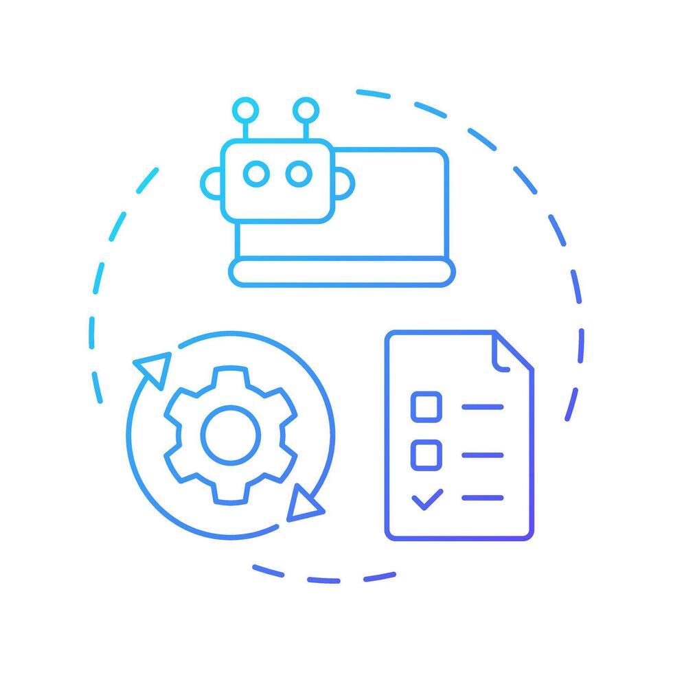 Automating repetitive tasks blue gradient concept icon. RPA technology improving workflow routine. Round shape line illustration. Abstract idea. Graphic design. Easy to use in presentation vector